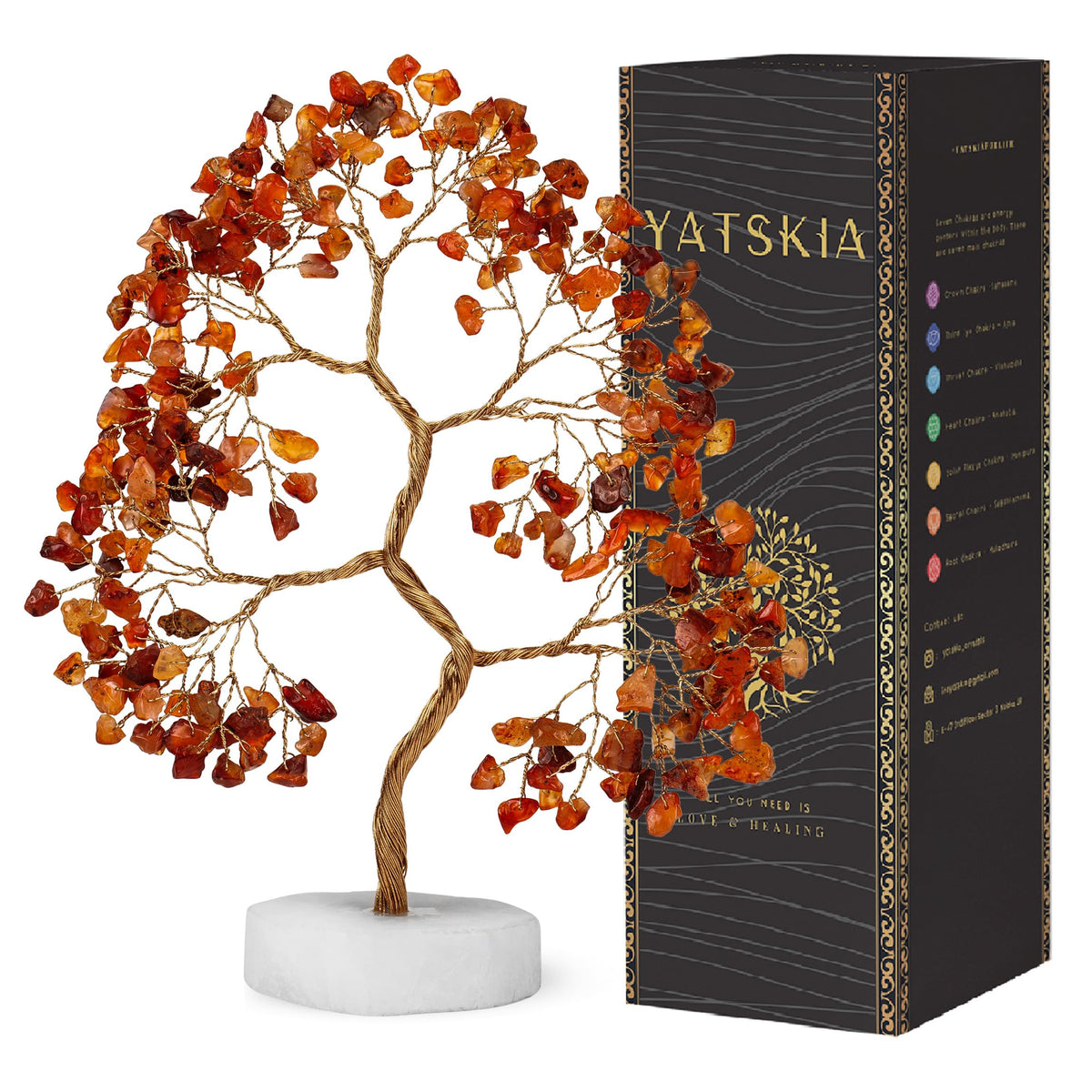 Carnelian Gemstone Tree, Crystals and Healing Stones, Crystal Tree for Positive Energy, Tree of Life, Clever Birthday Gifts, Chakra Tree - Luck, Tree of Life Decor, Thoughtful Gifts for Women