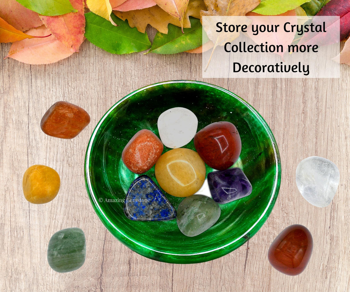 Dark Green Aventurine Crystal Bowl - 3 Inch Decorative Bowls for Room and Home Decor - Gemstone Healing Crystals for Elegant Display, Positive Energy Balance and Gift