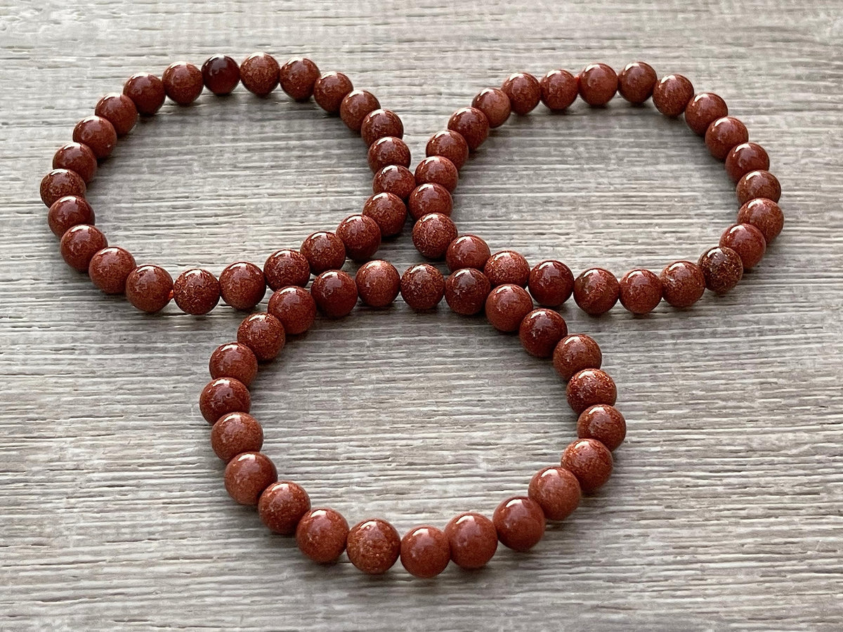 GAF TREASURES Red Goldstone Crystal Bead Bracelet 8mm, Genuine Red Goldstone Stretch Gemstone Bracelet, Healing Crystal Bracelet, Gift for Men & Women (1)