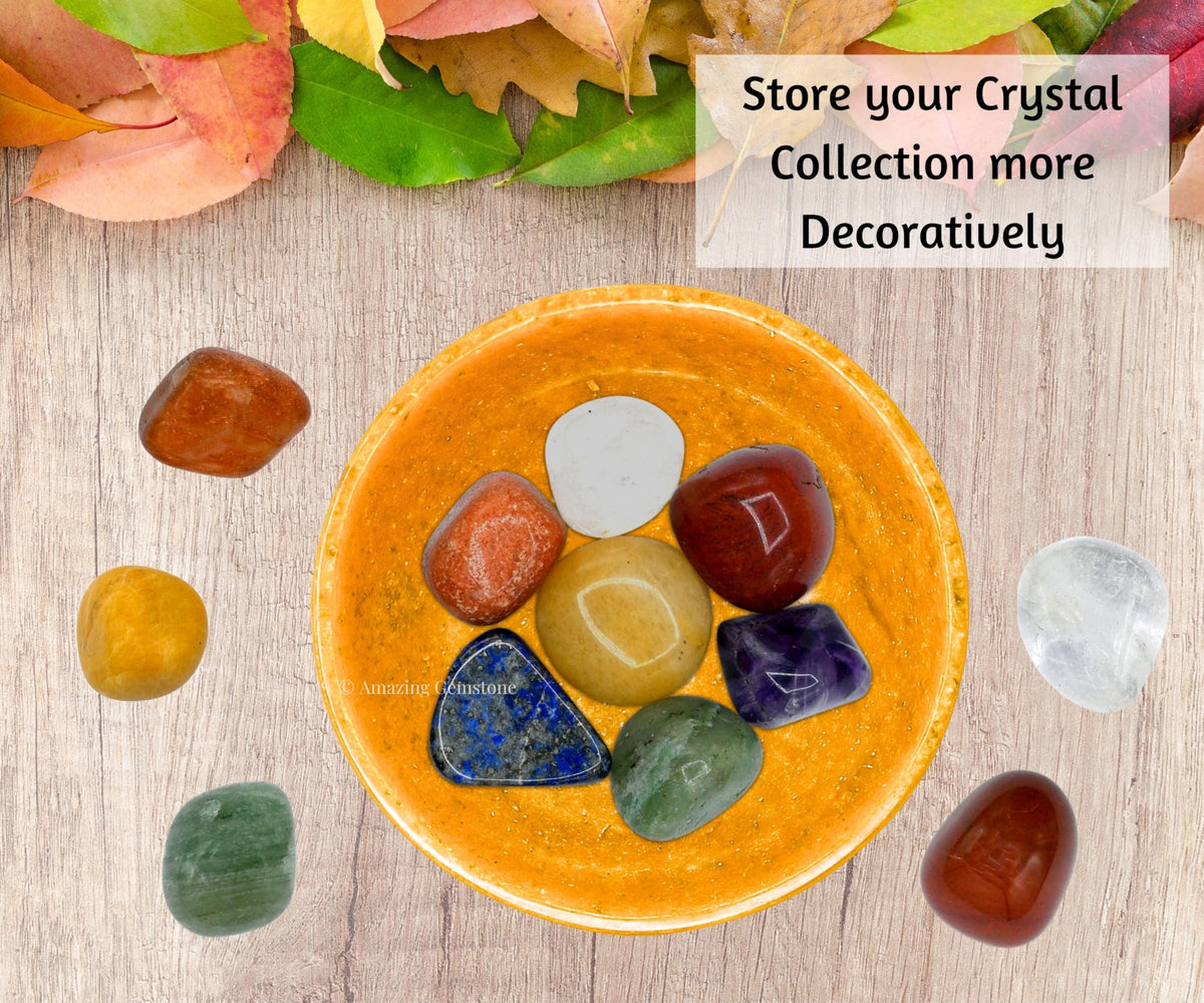 Yellow Jasper Crystal Bowl - 3 Inch Decorative Bowls for Room and Home Decor - Gemstone Healing Crystals for Elegant Display, Positive Energy Balance and Gift