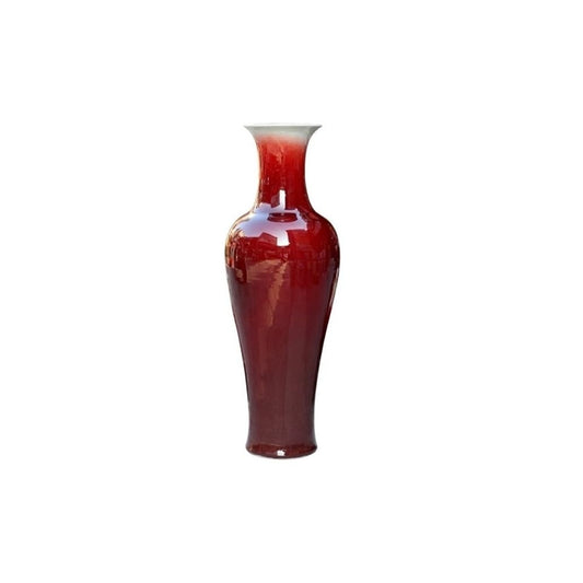 Vase, Authentic Crackled Red Lang Ceramic Floor Vase – Handcrafted Ceramic Kiln Art for Home, Living Room, Study – Classical Decorative Ornament for Elegant Interiors Home Decor