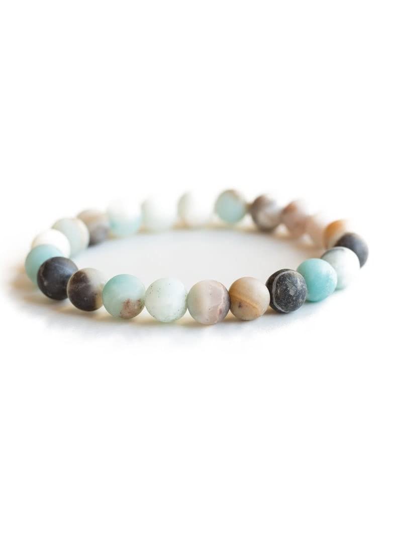 sara creation Multi Amazonite Stone Bead Bracelet - Adjustable Natural Gemstone Bracelets - Healing For Girl Women Men