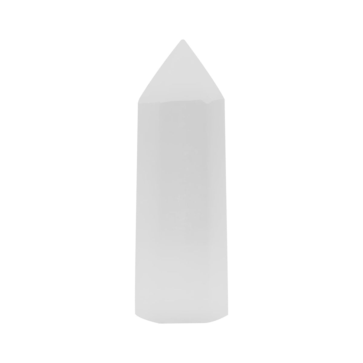 Angelstones Natural Selenite Gemstone Healing Crystal Hexagonal Pointed Reiki Chakra Faceted Prism Wand Carved Stone Figurine Home Decor