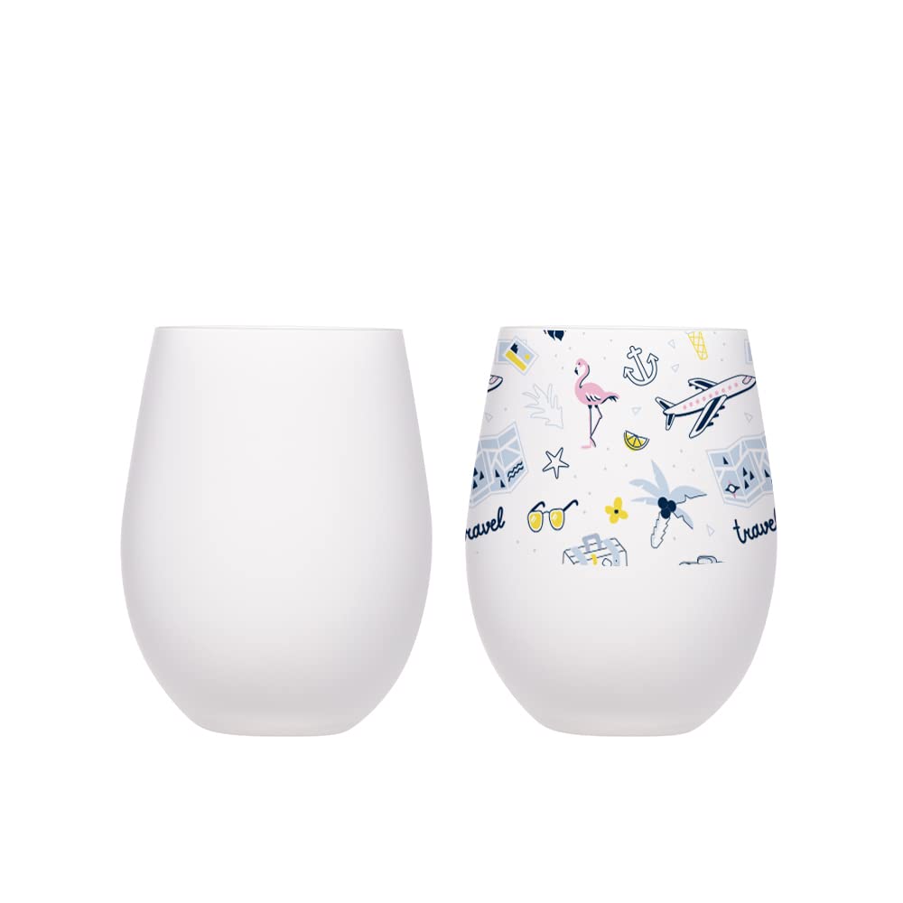 PYD Life Sublimation Blanks Wine Glasses Stemless Frosted 17 OZ Tumblers Cups Mugs Bulk for Sublimation Oven Printing 6 Pack