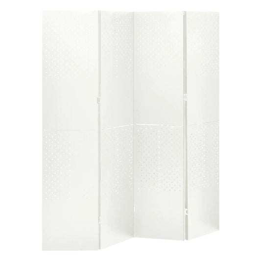 Outdoor/Indoor Room Divider, Room Screen Divider Wall Protection Privacy Furniture Indoor Bedroom, 4-Panel Room Divider White 63"x70.9" Steel