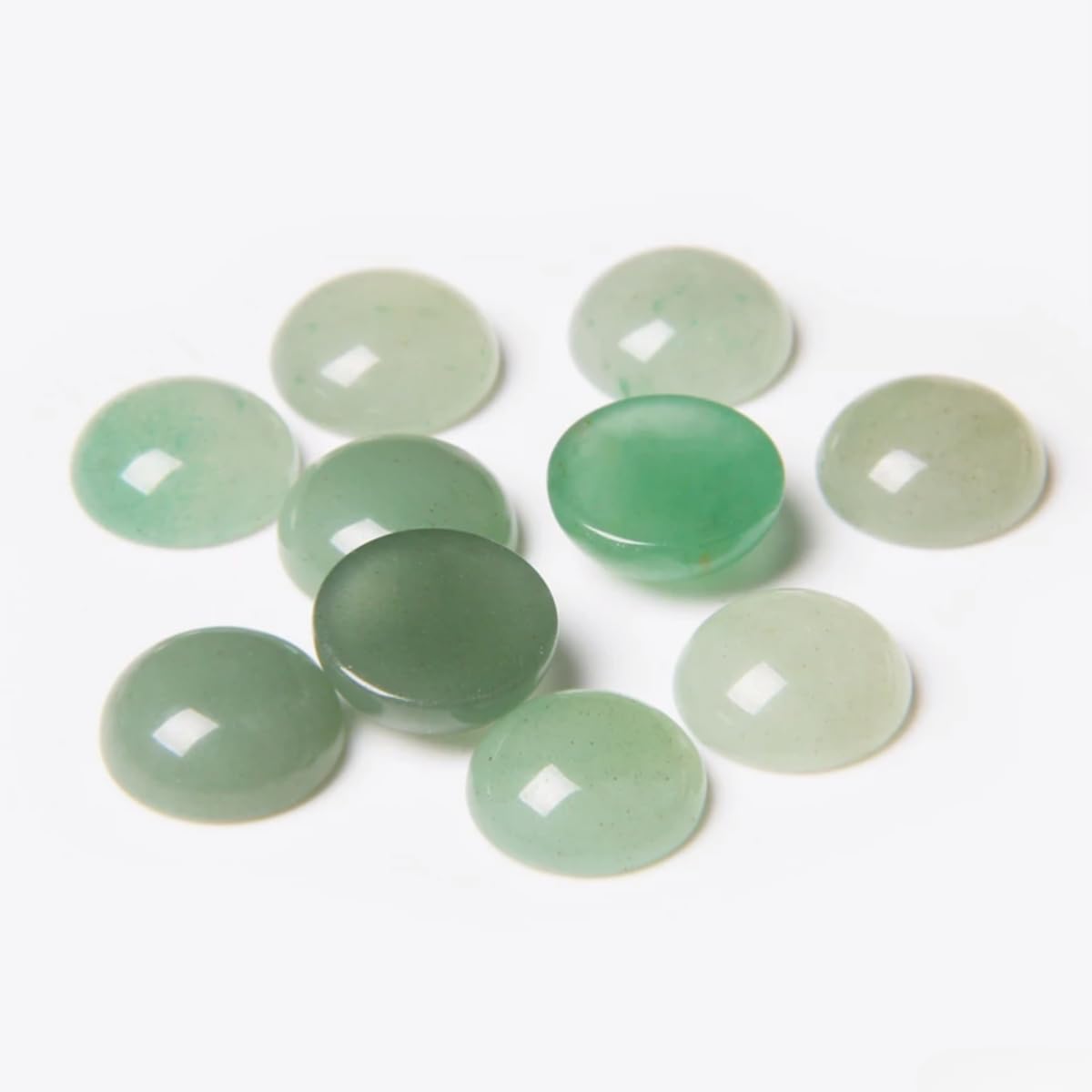 20pcs 12mm Natural Stone No Hole Green Aventurine Semicircle Smooth Cabochons Beads Healing Chakra Crystal Stone Bead for Jewelry Making Rings Earrings Necklace Bracelet DIY Crafts