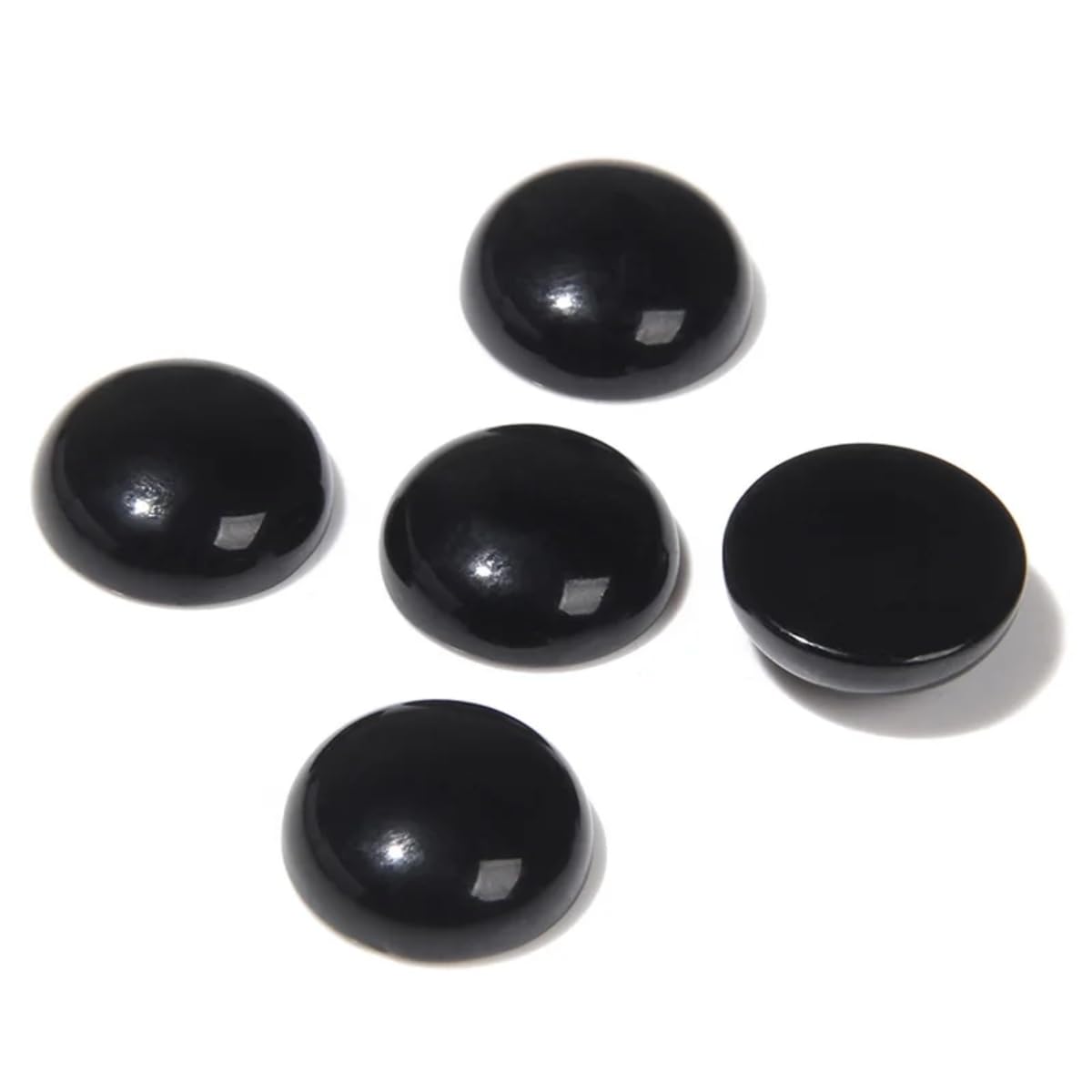 20pcs 12mm Natural Stone No Hole Black Agate Semicircle Smooth Cabochons Beads Healing Chakra Crystal Stone Bead for Jewelry Making Rings Earrings Necklace Bracelet DIY Crafts
