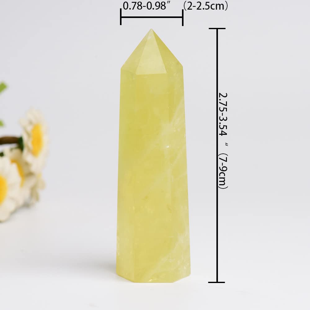 WUYOUSHI 1PCS Citrine Natural Crystal Towers / 2.75-3.54" Healing Crystal Wand / 6 Faceted Chakra Reiki Meditation Therapy
