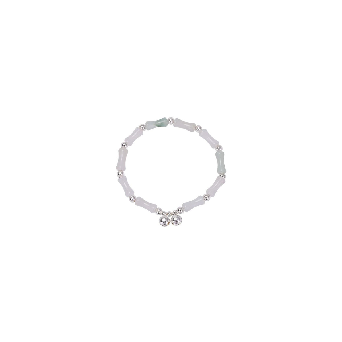 Mnyixsi Jade Bamboo Shape Beaded Jade Bracelet Bell Bamboo Bracelet Tianshan Jade Bracelet Adjustable Bangle Cuff Jewelry Gift for Women Men