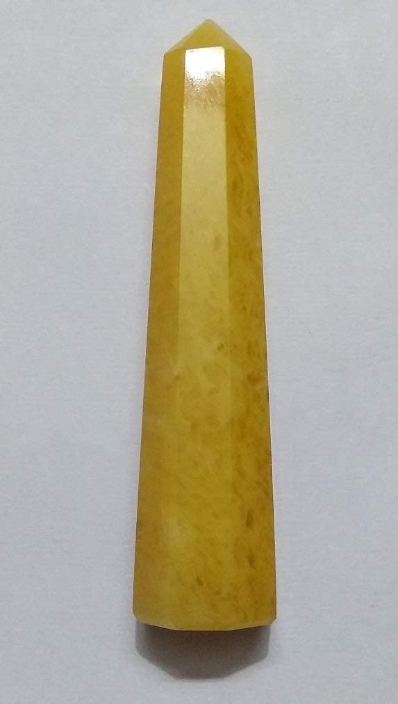 WholesaleGemShop Yellow Aventurine 3 Inch Gemstones Obelisk Tower Jumbo Facet Aura Rock Crystal Natural Polished Earth Wand Spirit
