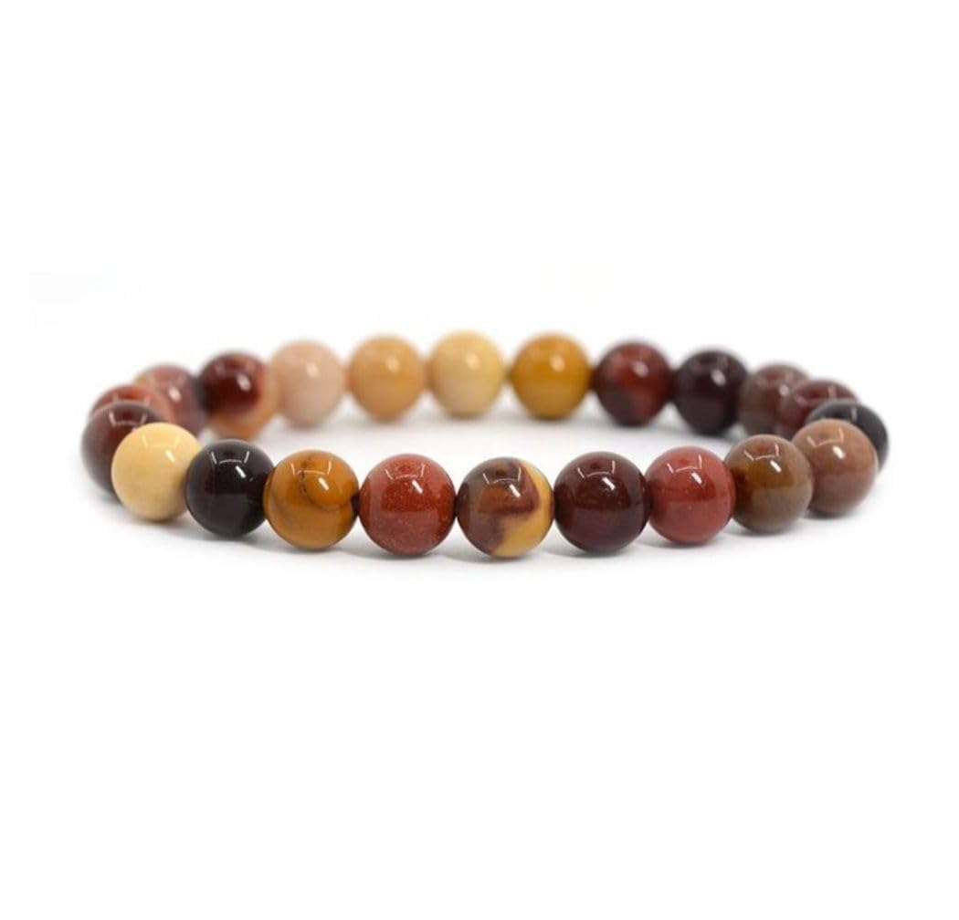 Adabele Real Natural Mookaite Jasper Gemstone Beaded Bracelet 7.5 inch Stretch Chakra Healing Crystal Stone Jewelry Women Birthday Gift (Unisex) GB8-B4