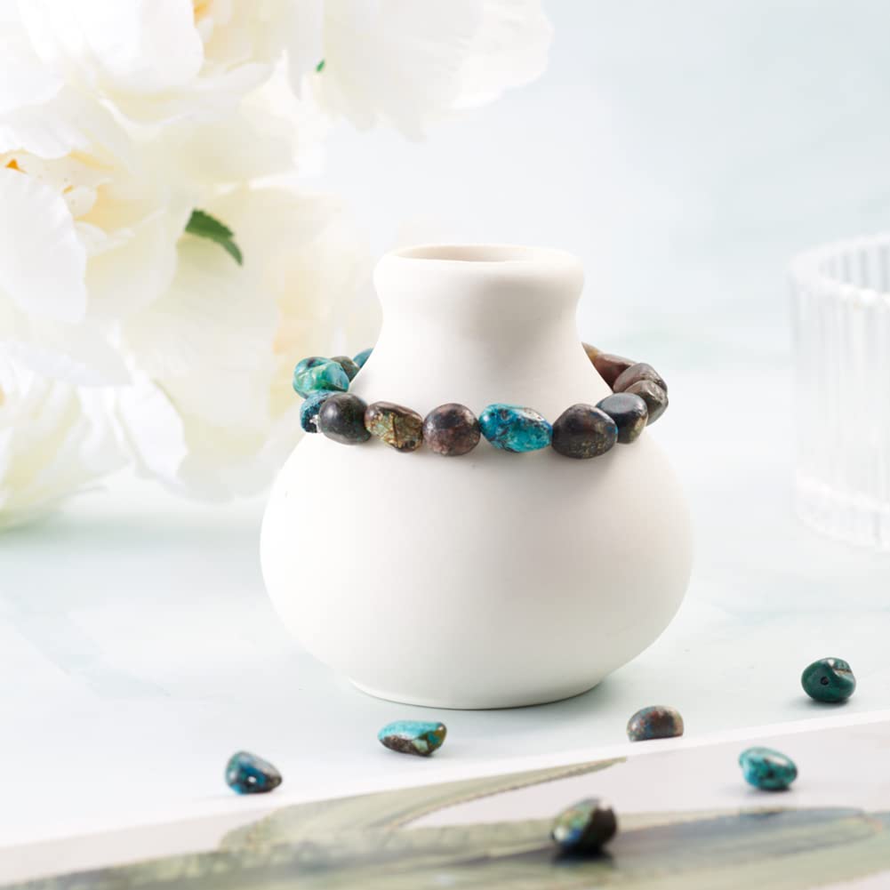 Fashewelry 41Pcs Irregular Natural Chrysocolla Beads Nugget Tumbled Chakra Gemstone Beads Crystal Healing Drilled Loose Beads 8-10x8-9mm for Earring Bracelet Necklace Jewelry Making