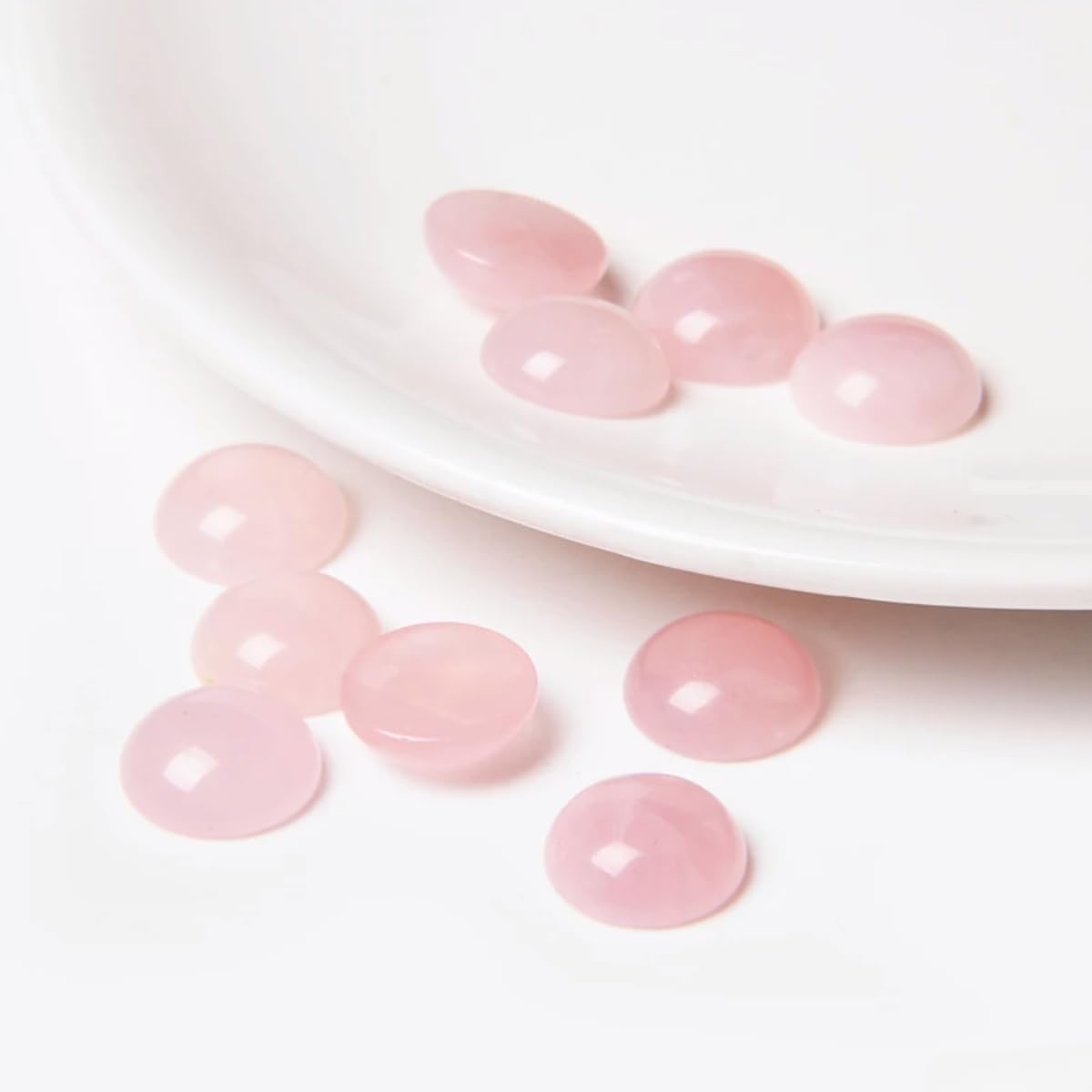 20pcs 12mm Natural Stone No Hole Rose Quartz Semicircle Smooth Cabochons Beads Healing Chakra Crystal Stone Bead for Jewelry Making Rings Earrings Necklace Bracelet DIY Crafts