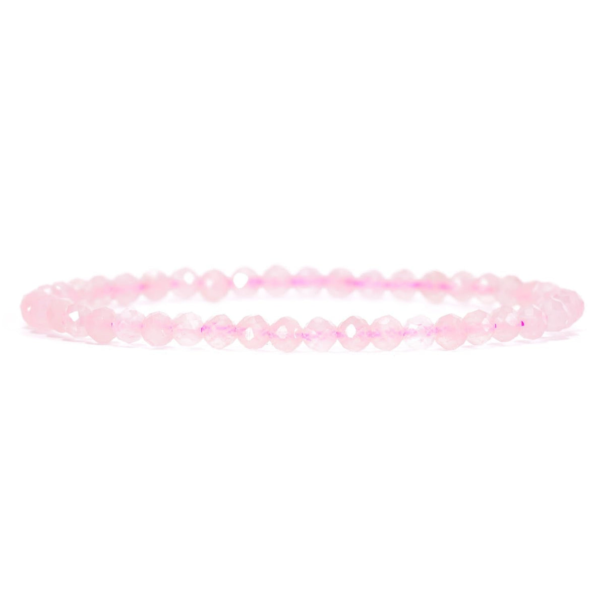 Angelstones Natural Rose Quartz Gemstone Stretch Bracelet, 4mm Faceted Round Beads, Crystal Healing for Women