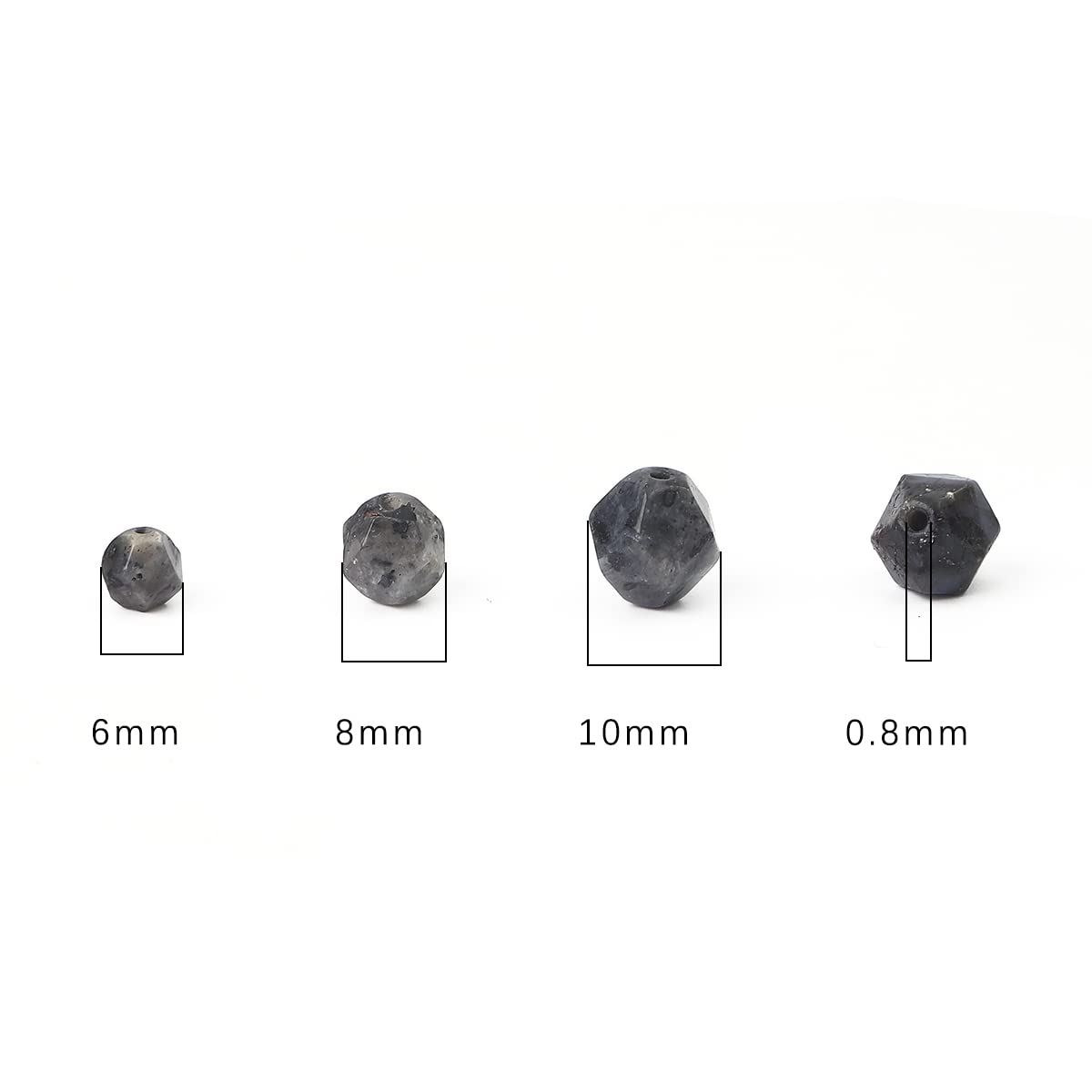 BEADIA Faceted Natural Black Spectrolite Stone Round Beads 8mm 36cm/Strand for Jewelry Making