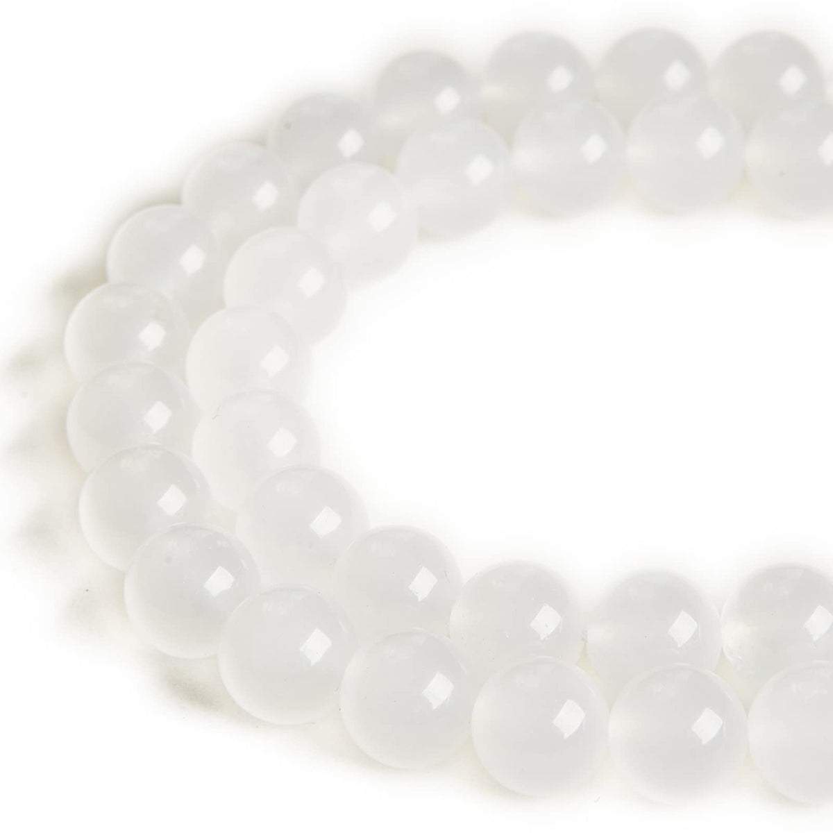 60pcs 6mm White Chalcedony Beads Natural Gemstone Beads Round Loose Beads for Jewelry Making