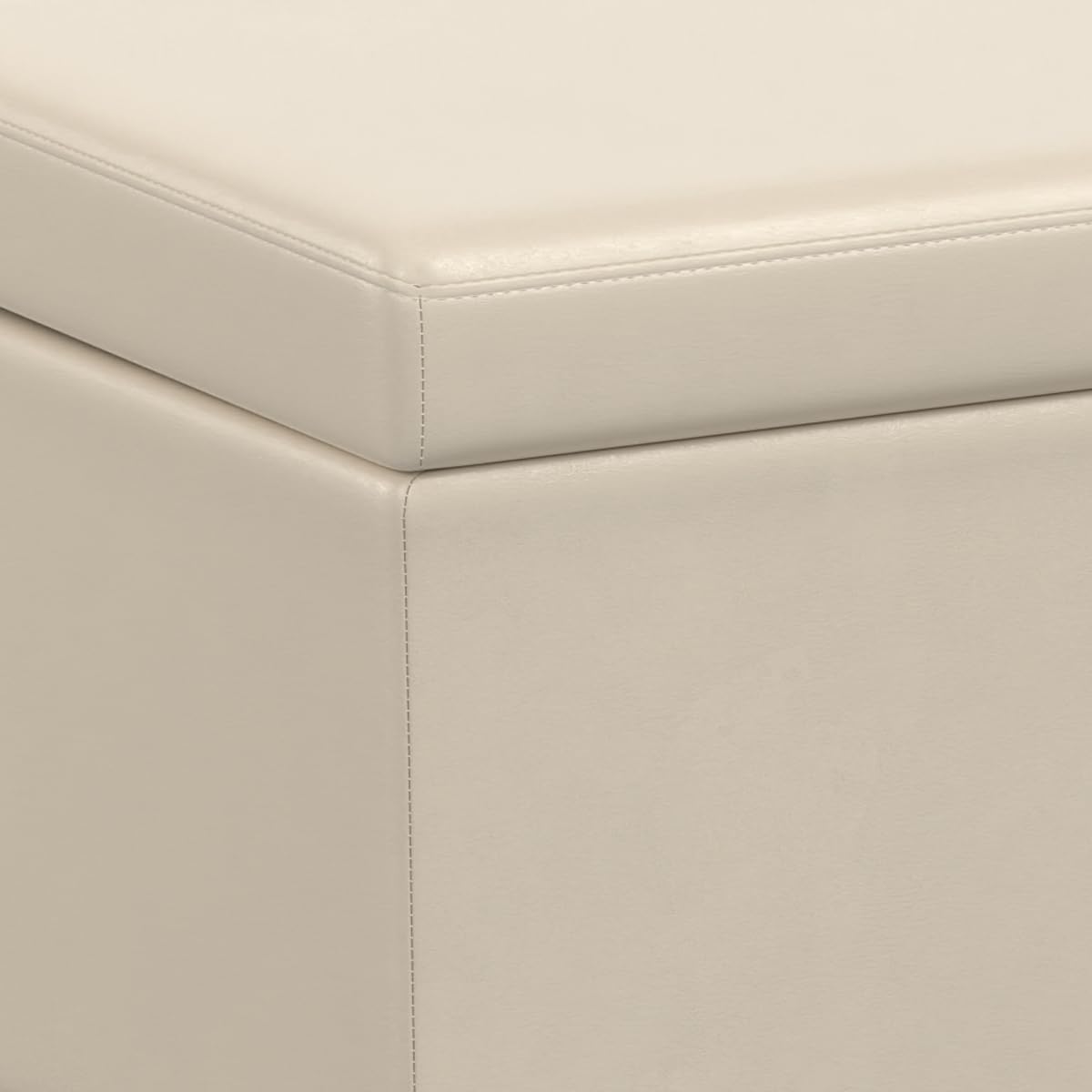 SIMPLIHOME Avalon Extra Large Storage Ottoman Bench - 54 inch Wide Upholstered Vegan Leather Rectangular Lift-Top Ottoman in Satin Cream, Contemporary Bench for Living Room with Hidden Storage