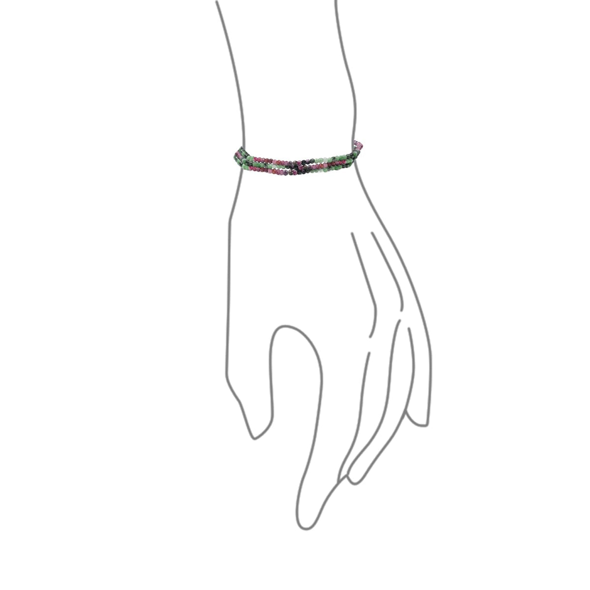 Bling Jewelry Genuine Natural Tiny Rose Ruby Green Zoisite Faceted Ombre Multicolor Petite Seed Caviar Rondelle Beads Stretch Bracelets For Women Teens Stackable Set of 3 Strands