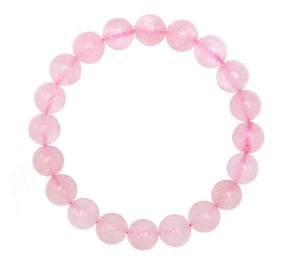 Adabele Real Natural Pink Rose Quartz Gemstone Beaded Bracelet 7.5 inch Stretch Chakra Healing Crystal Stone Jewelry Women Mom Gift (Unisex) GB8-B9