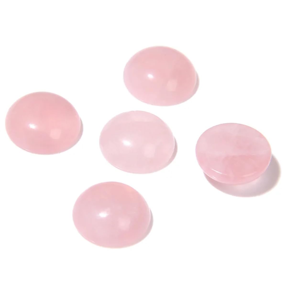20pcs 8mm Natural Stone No Hole Rose Quartz Semicircle Smooth Cabochons Beads Healing Chakra Crystal Stone Bead for Jewelry Making Rings Earrings Necklace Bracelet DIY Crafts
