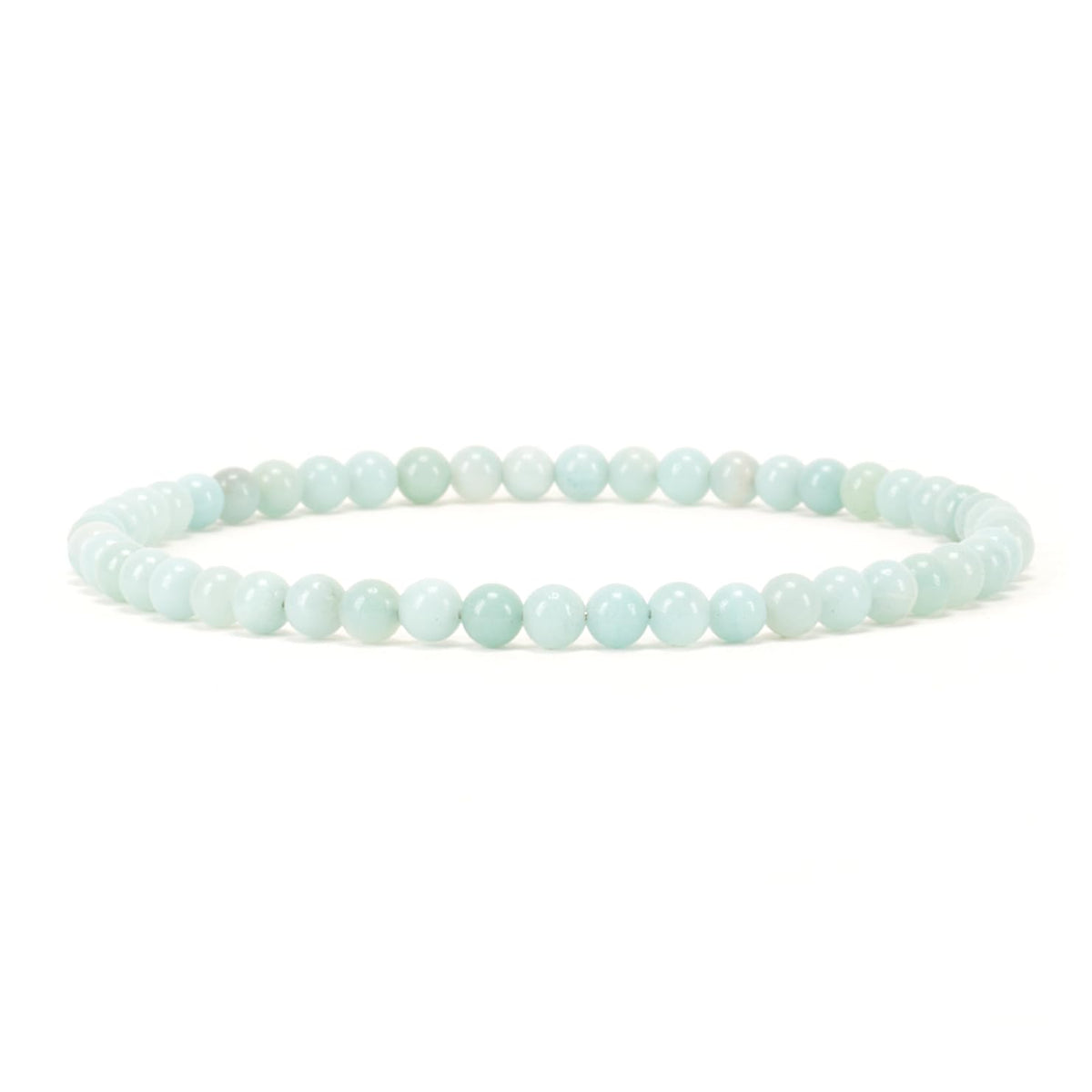 Cherry Tree Collection - Small, Medium, Large Sizes - Gemstone Beaded Bracelets For Women and Men - 4mm Round Beads (Amazonite, Medium)
