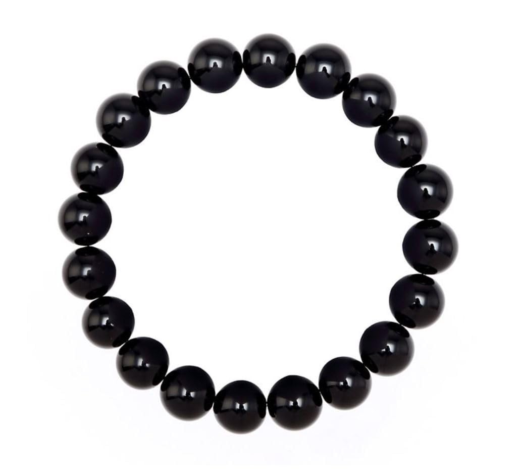 Adabele Real Natural Black Agate Gemstone Beaded Bracelet 7.5 inch Stretch Chakra Healing Crystal Stone Jewelry Women Mom Gift (Unisex) GB8-B30