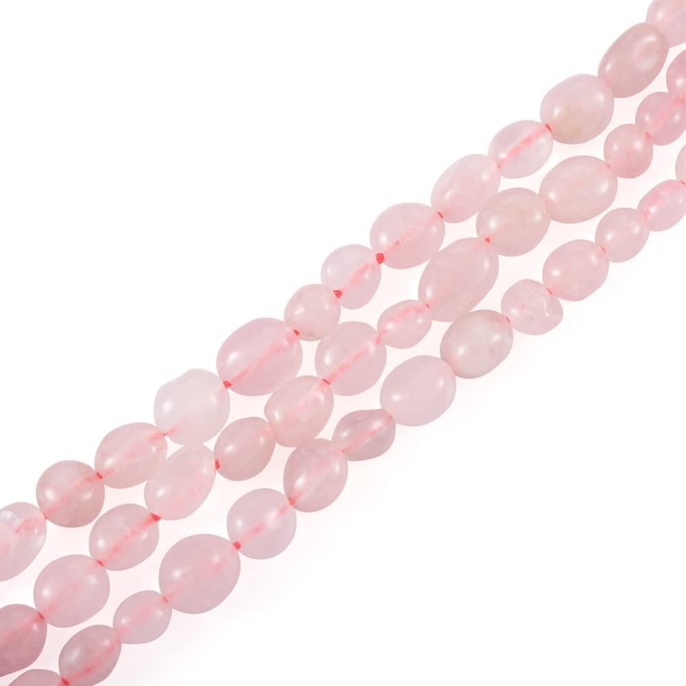Fashewelry 43Pcs Irregular Natural Rose Quartz Beads Nugget Tumbled Chakra Gemstone Beads Crystal Healing Drilled Loose Beads 9-11x8-9mm for Earring Bracelet Necklace Jewelry Making