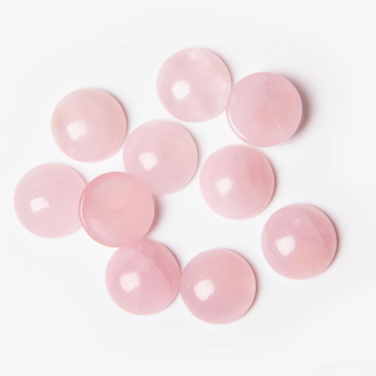 20pcs 8mm Natural Stone No Hole Rose Quartz Semicircle Smooth Cabochons Beads Healing Chakra Crystal Stone Bead for Jewelry Making Rings Earrings Necklace Bracelet DIY Crafts