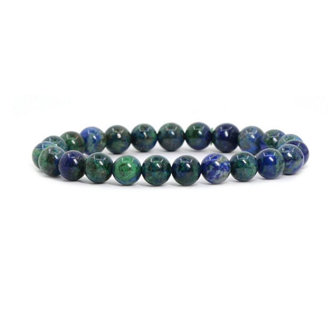 Adabele Real Natural Lapis Chrysocolla Bracelet 7.5 inch Stretch Gemstone Beaded Bracelet Chakra Healing Crystal Stone Jewelry Women Mom Gift (Unisex) GB8-B21