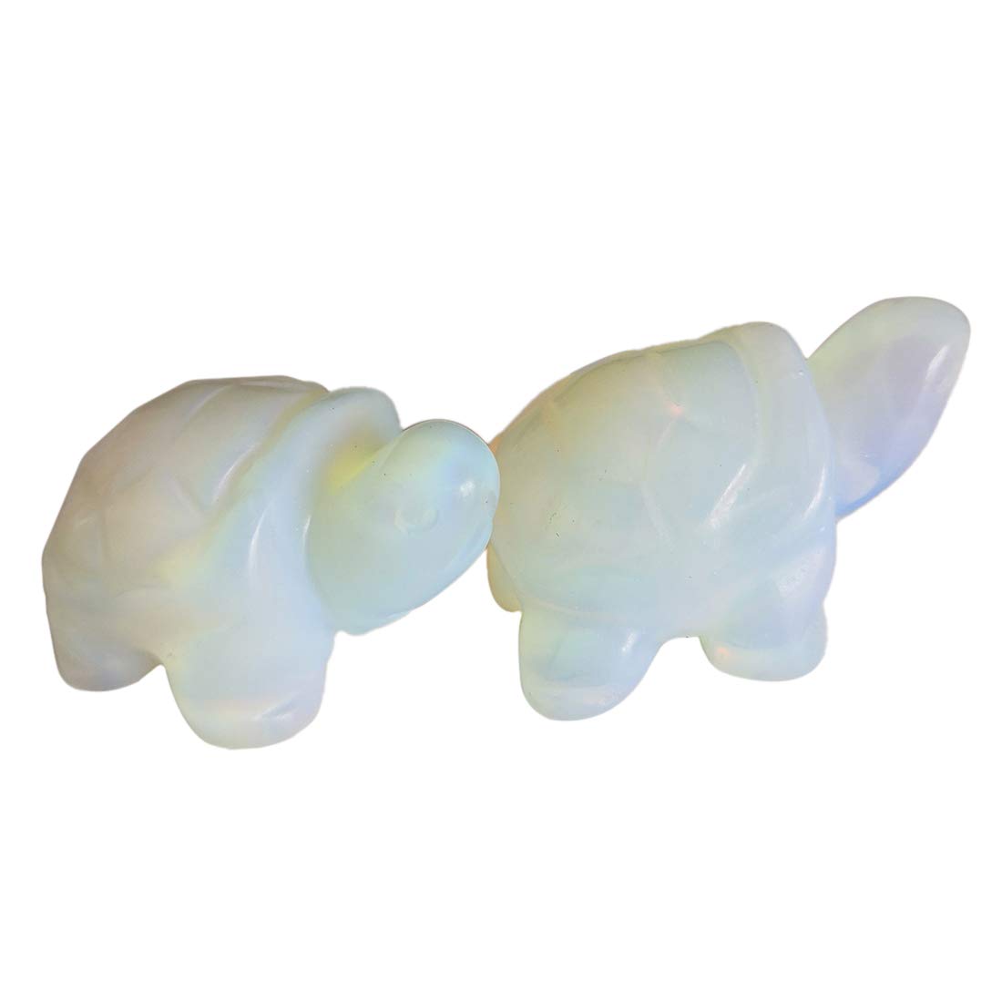 Gemgogo 2 Pcs Natural Opalite Tortoise Pocket Statue Crystals and Healing Stones,1.5 Inches Animal Figurine Room Decor Gemstone