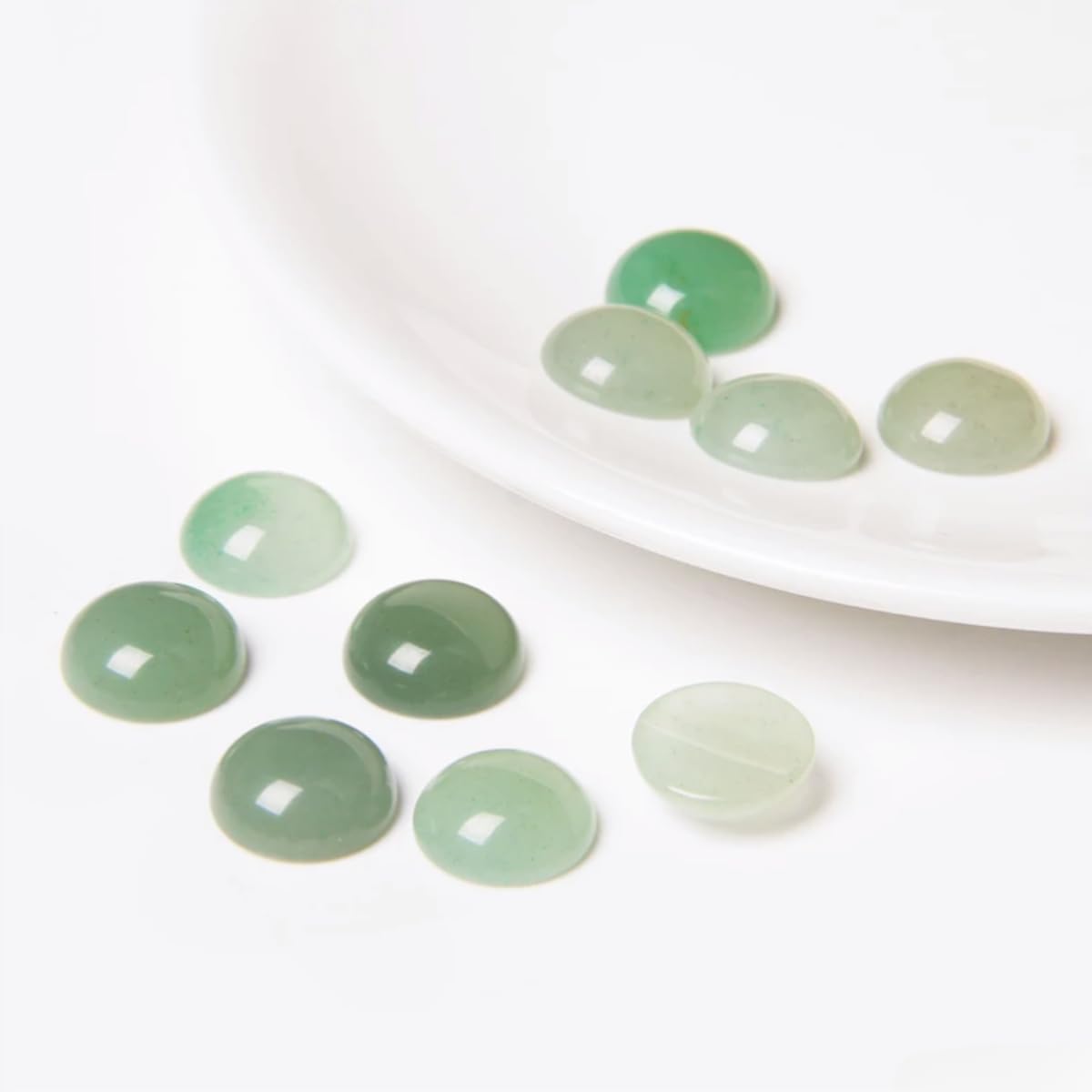 20pcs 12mm Natural Stone No Hole Green Aventurine Semicircle Smooth Cabochons Beads Healing Chakra Crystal Stone Bead for Jewelry Making Rings Earrings Necklace Bracelet DIY Crafts