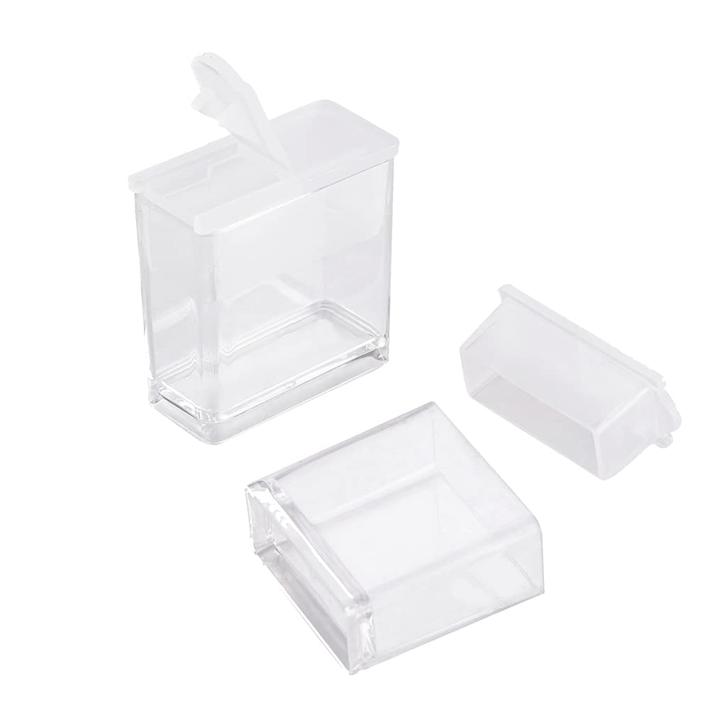 FASHEWELRY 20Pcs 1x1” Plastic Flip Top Seed Bead Small Storage Containers Diamond Painting Box Rectangle Transparent Box Organizers for 5D Embroidery Diamond drill, Nail art & Glitter