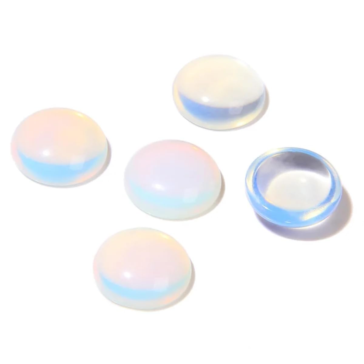 20pcs 4mm Natural Stone No Hole Opal Semicircle Smooth Cabochons Beads Healing Chakra Crystal Stone Bead for Jewelry Making Rings Earrings Necklace Bracelet DIY Crafts