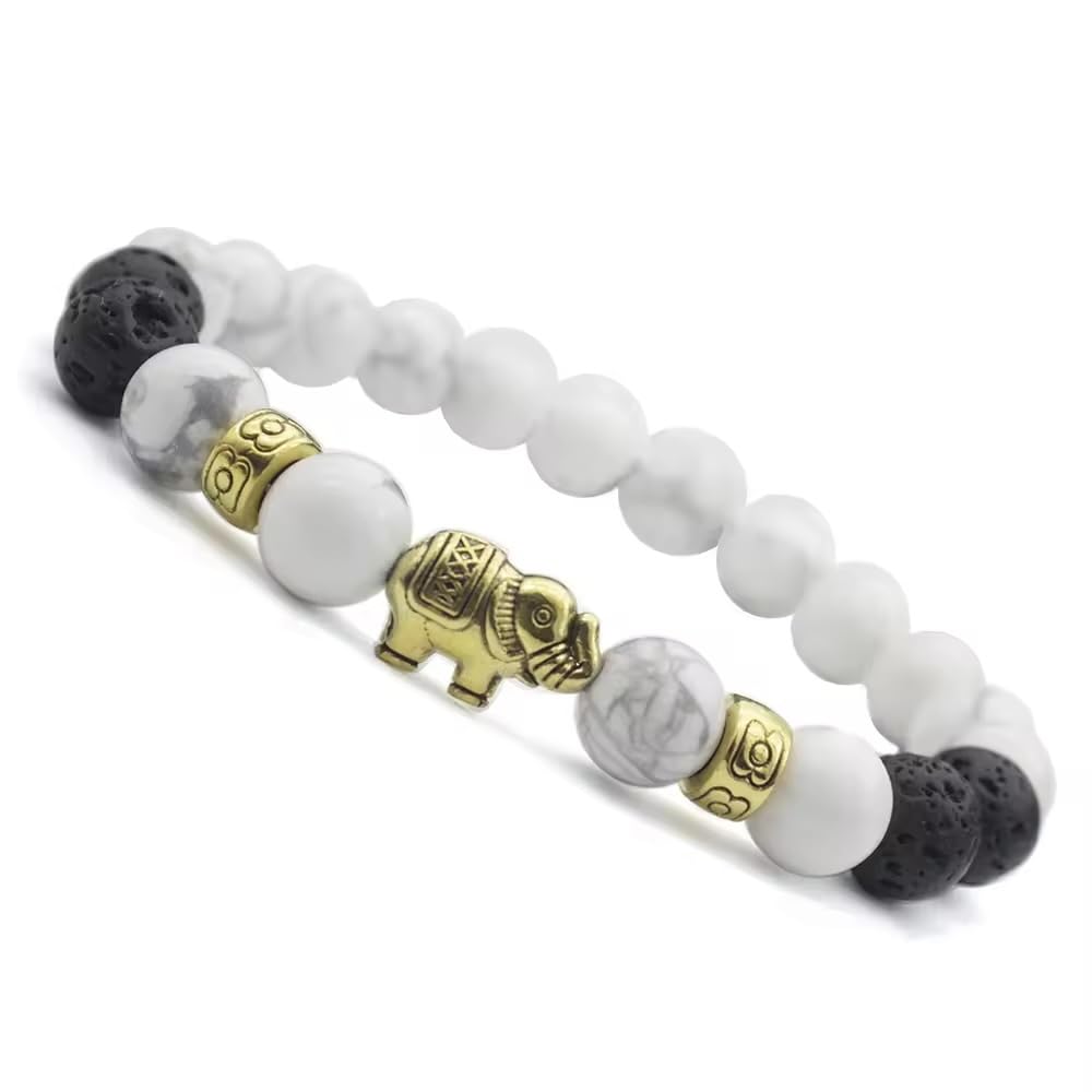Jewellify Women's Beaded Bracelet Set | Colorful Boho Stackable Trendy Design with Crystal Accents Multilayer Bangle Bracelet | Fashion Stretch Braclets Jewelry for Women (Elephant)