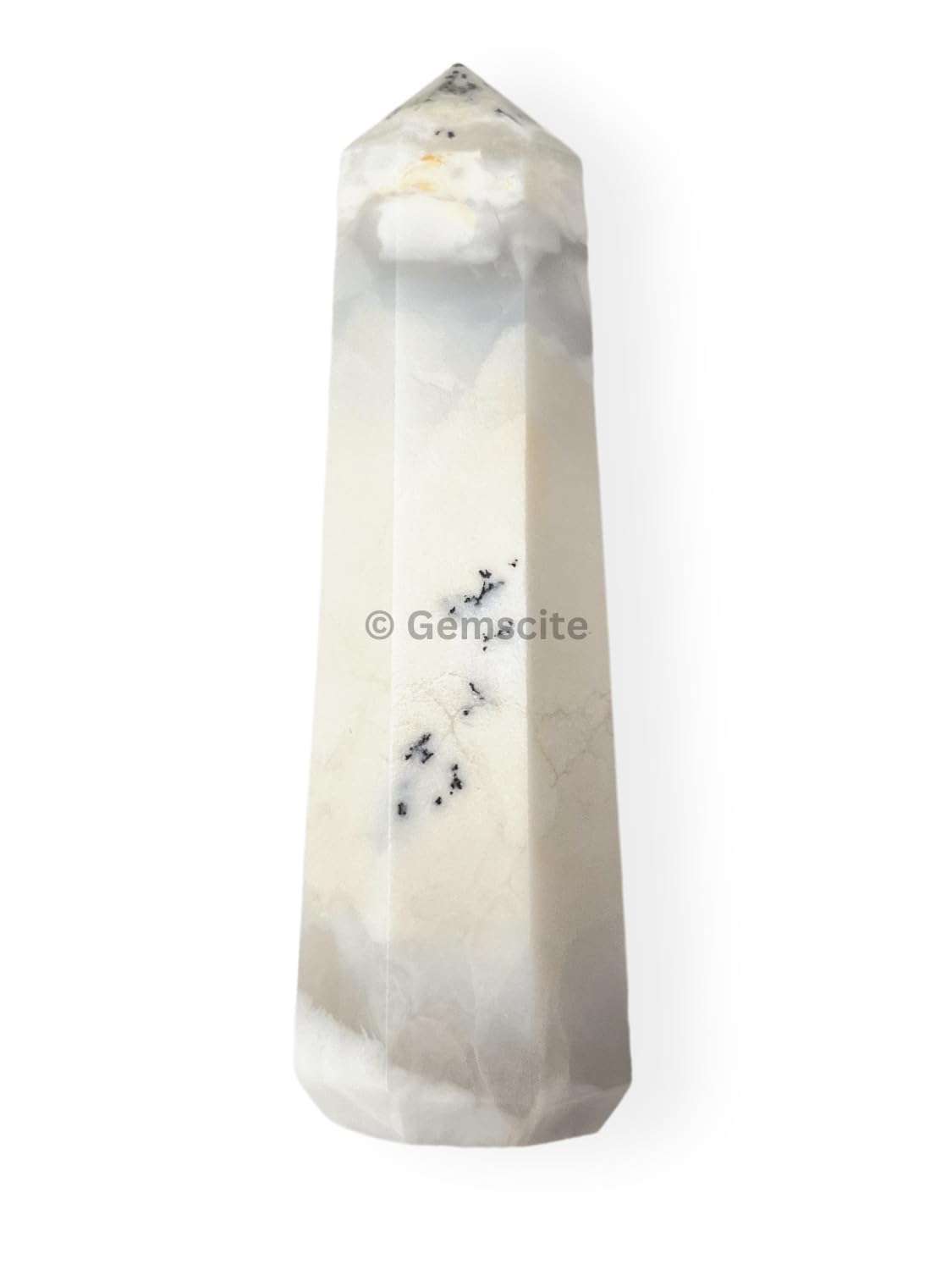 WholesaleGemShop 3 Inch (70 mm) Gemstones Dendrite Opal Obelisk Tower Jumbo Facet Aura Rock Crystal Natural Polished Earth Wand Spirit