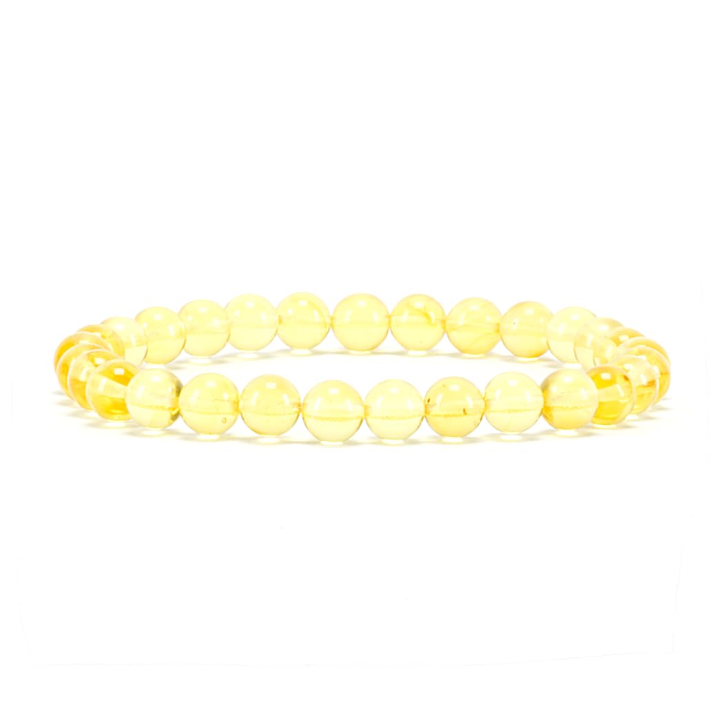 Cherry Tree Collection - Small, Medium, Large Sizes - Gemstone Beaded Bracelets For Women and Men - 6mm Round Beads (Amber - Medium)