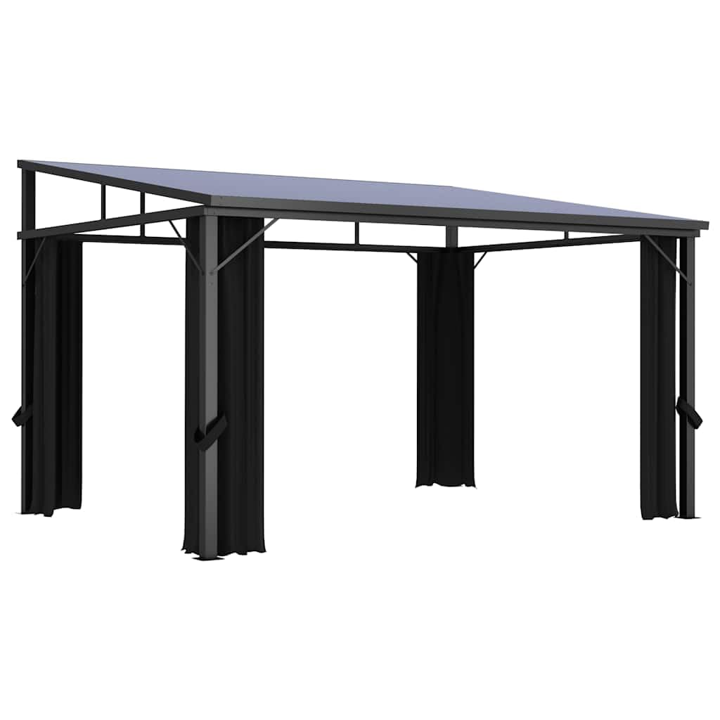 Outdoor Gazebo 13.3'x9.6' Hardtop Canopy Pavilion with 4 Curtains for Patio Garden Backyard Events Anthracite