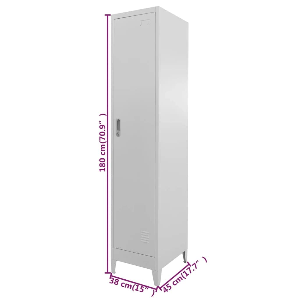 RCODSSK Industrial Steel Locker Cabinet with Lockable Door, 15x17.7x70.9 Inches, Large Storage Compartment with Shelf and Hanging Bar for Clothes, Name Card Holder, Ideal for Sports