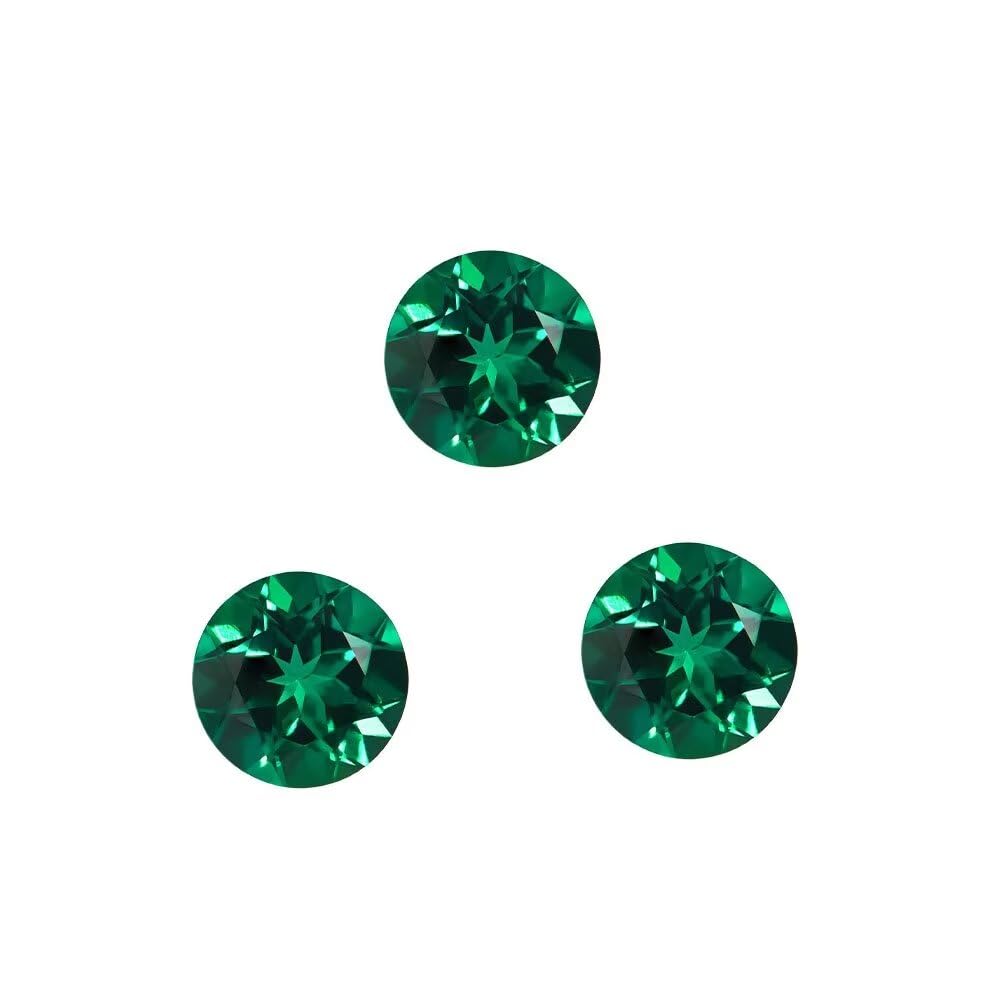 1PCS 6.5mm Round Laboratory Cultivates Zambian Emerald about 1 CT