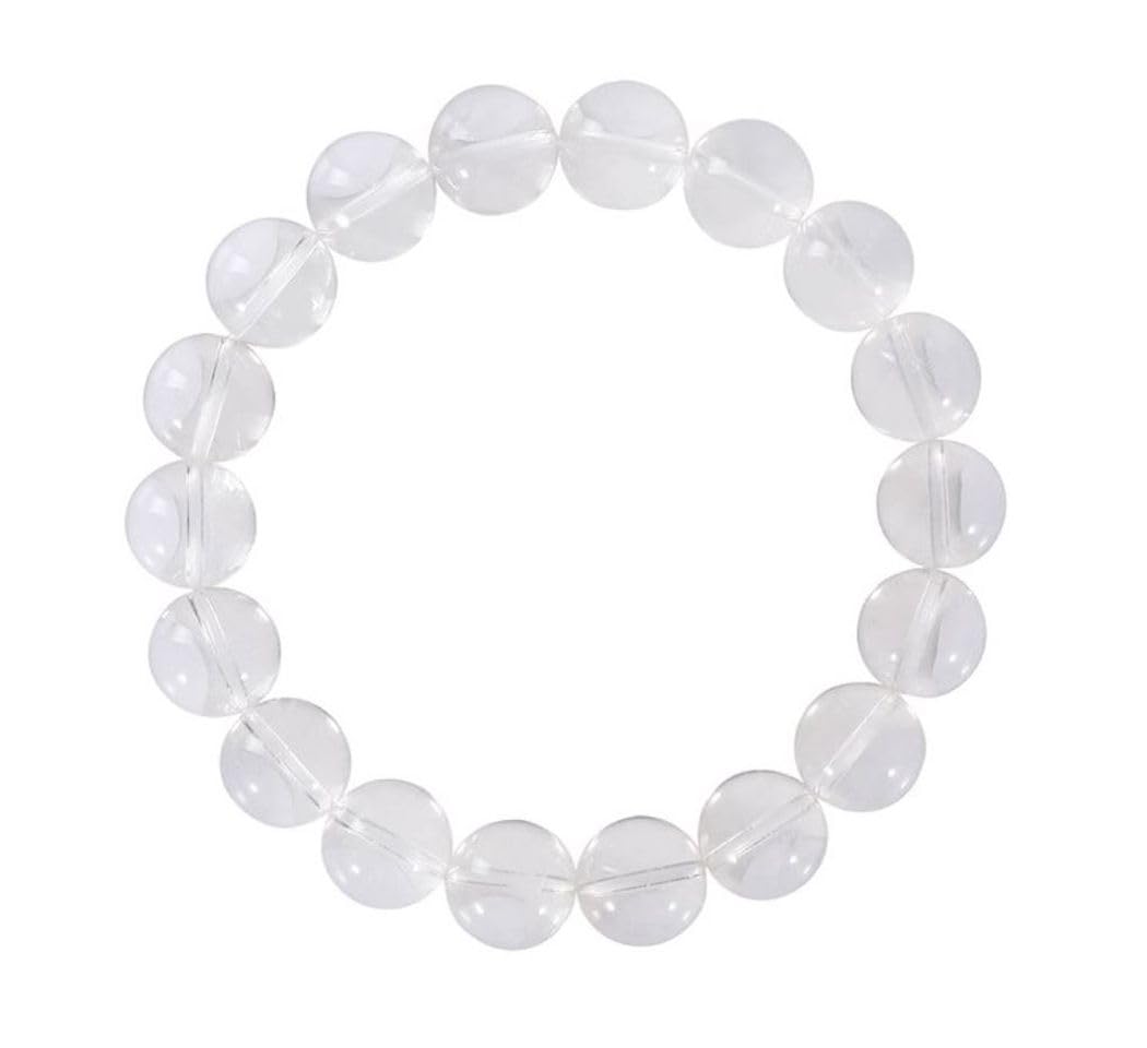 Adabele Real Natural Grade A Clear Crystal White Quartz Bracelet 7.5 inch Stretch Gemstone Beaded Bracelet Chakra Healing Crystal Stone Jewelry Energy Quartz Rock GB8-B15