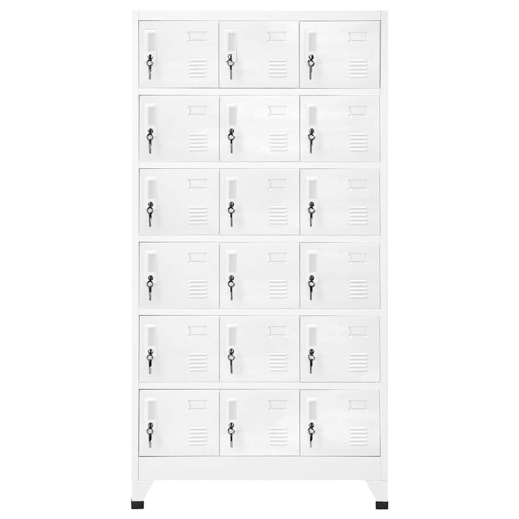 FMPGJLYH 18-Door Industrial Metal Locker Cabinet, Large Vertical Storage Organizer for Office, Gym, and School, Matte Gray Steel Storage Unit 35.4W x 15.7D x 70.9H