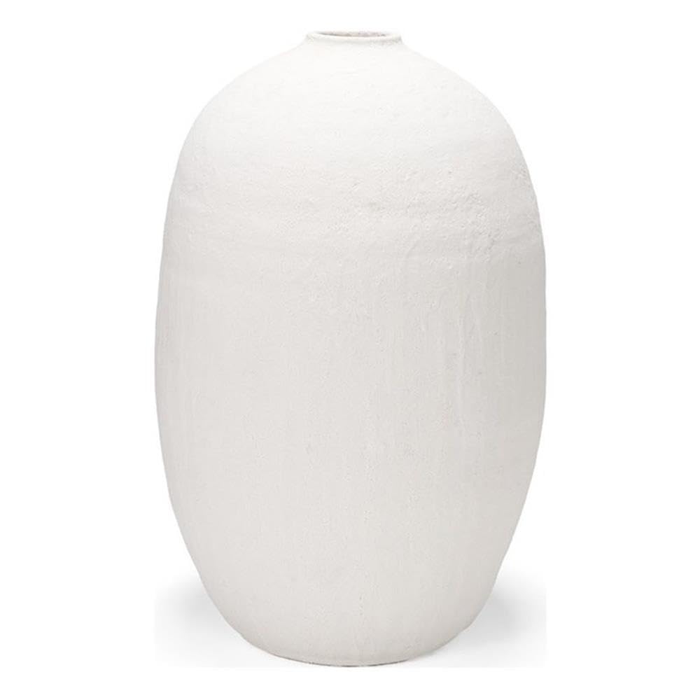Pemberly Row Large White Textured Ceramic Vase, 19.8" L x 19.7" W x 31.9" H, Durable Handcrafted Design, Modern Contemporary Style Decorative Piece for Home Decor or Floral Arrangements