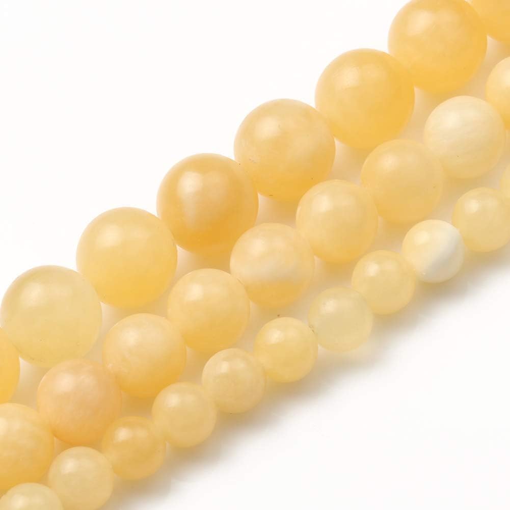 Yochus 45pcs Yellow Jade Beads，8mm Healing Power Natural Stone Round Loose Beads for Jewelry Making Earring Necklace DIY Crafts