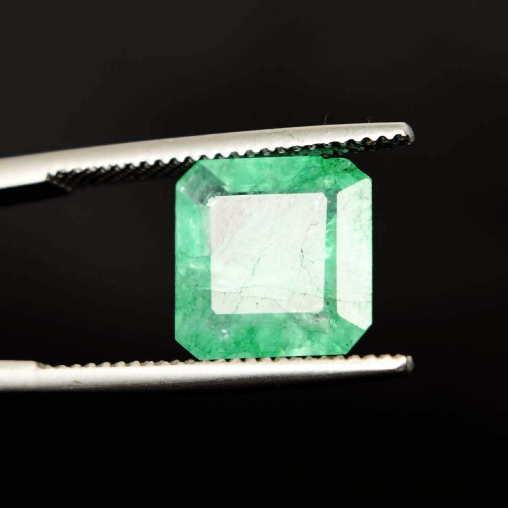 GEMHUB Loose Gemstones For Jewelry Making 3.40 Carat Square Cut Green Emerald Gemstone for Jewelry Pendants