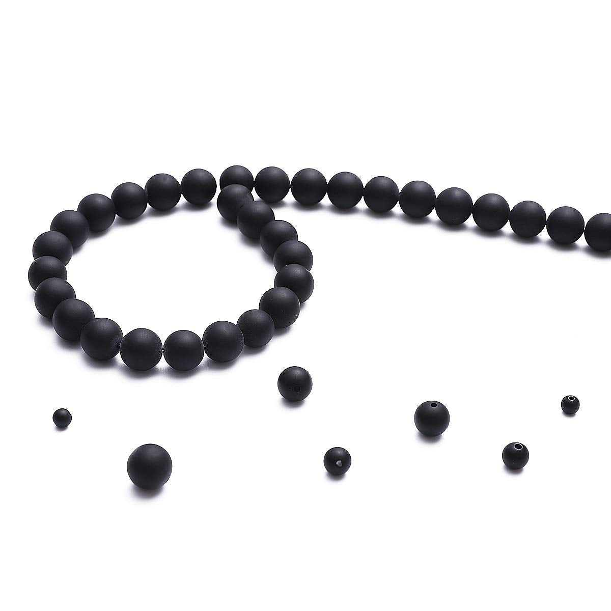 BEADIA Matte Black Onyx Natural Stone Round Loose Semi Gemstone Beads for Jewelry Making 4MM 89PCS
