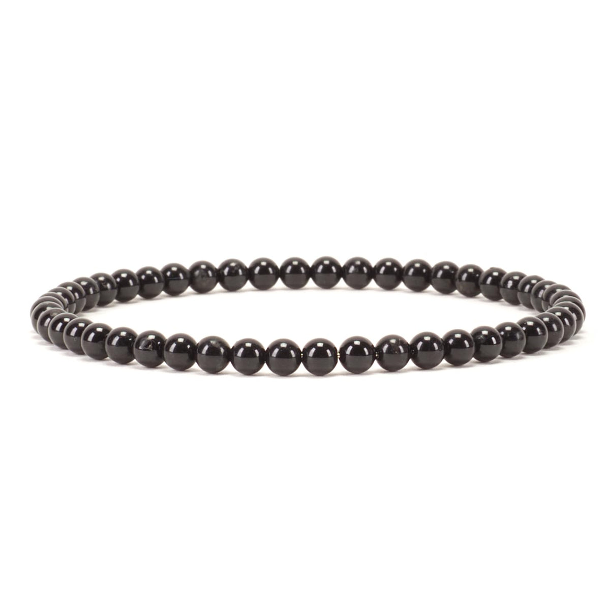 Cherry Tree Collection - Small, Medium, Large Sizes - Gemstone Beaded Bracelets For Women and Men - 4mm Round Beads (Black Tourmaline, Medium)