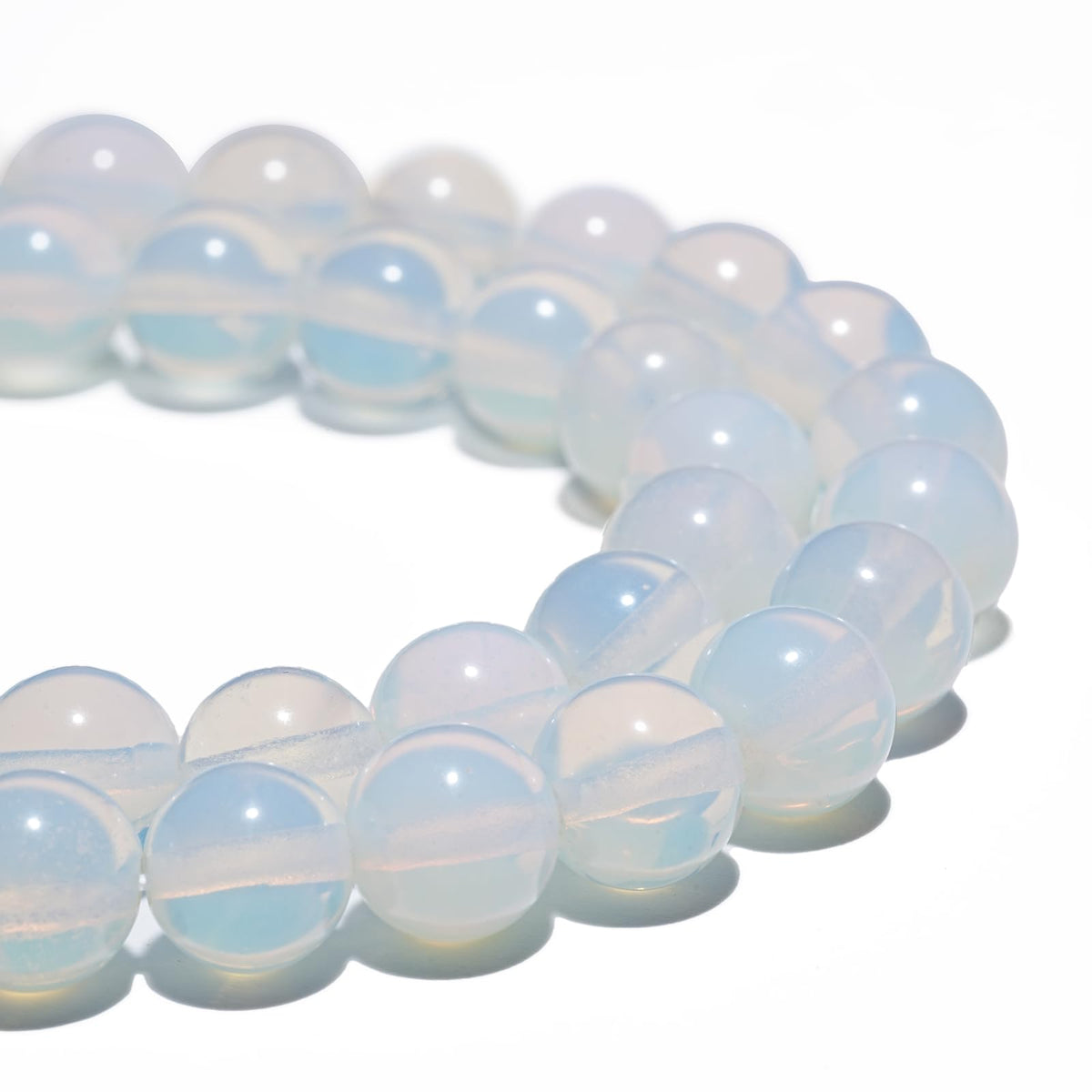 8mm Natural White Opal Gemstone Beads Polished Round Smooth Stone Beads for Bracelets Jewelry Making 15inch Loose Beads