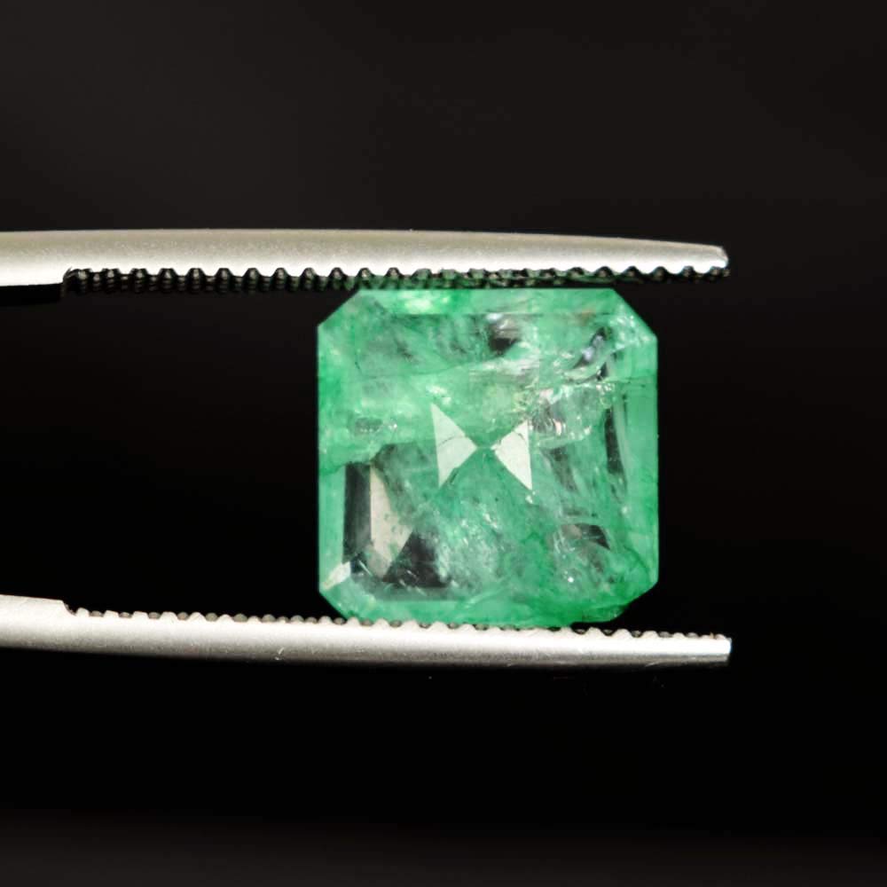 GEMHUB Loose Gemstones For Jewelry Making 3.40 Carat Square Cut Green Emerald Gemstone for Jewelry Pendants