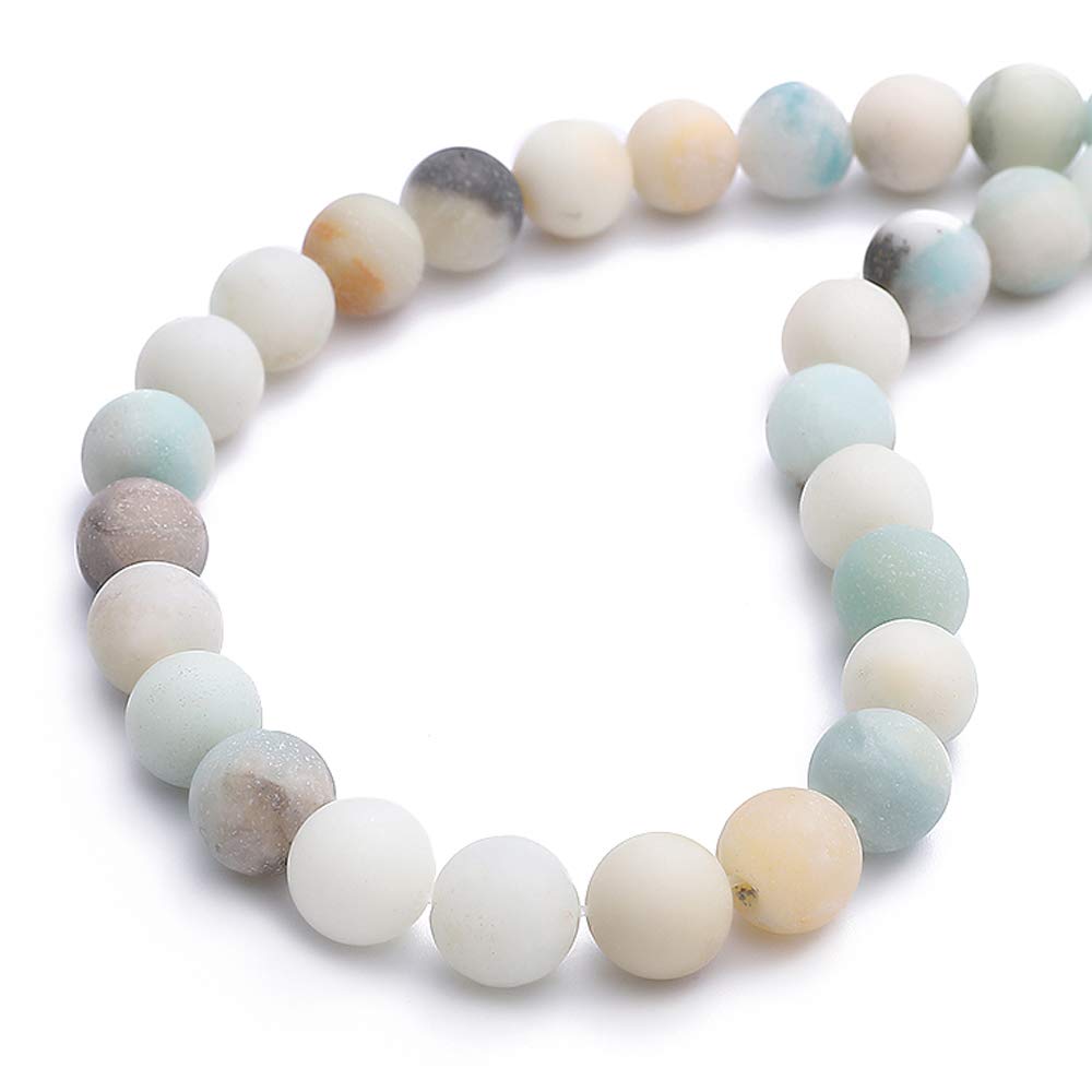 BEADIA Natural Matte Amazonite Jade Stone Round Loose Semi Gemstone Beads for Jewelry Making 4MM 89PCS
