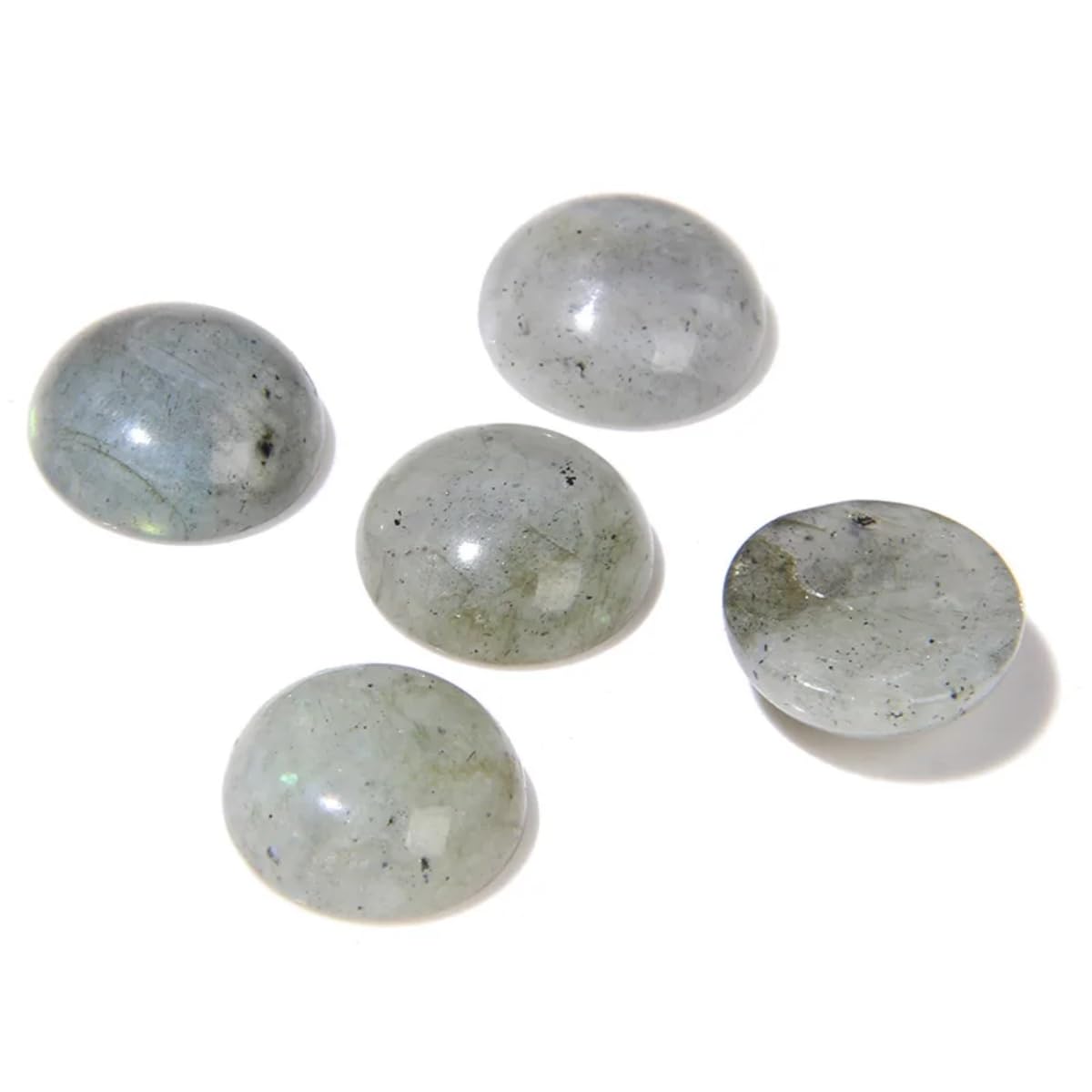 20pcs 6mm Natural Stone No Hole White Labradorite Semicircle Smooth Cabochons Beads Healing Chakra Crystal Stone Bead for Jewelry Making Rings Earrings Necklace Bracelet DIY Crafts